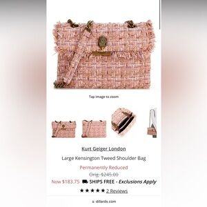 Kurt Geiger Medium Tweed Bag used once